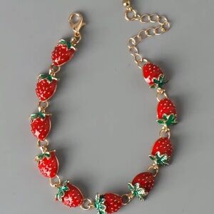Strawberry Charm Bracelet in Red and Gold NWT